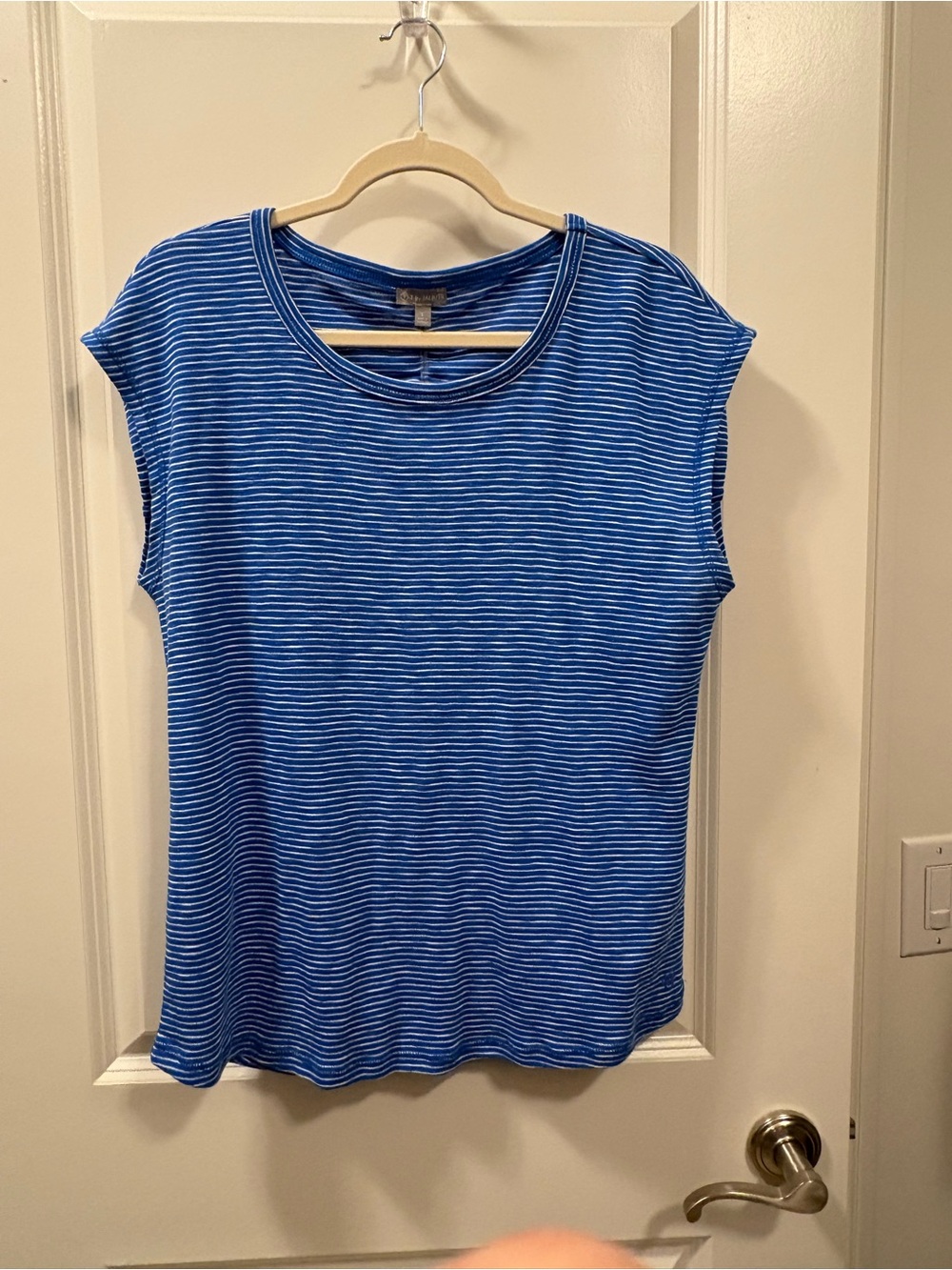 Talbots Blue and White Short Sleeve Striped Tee